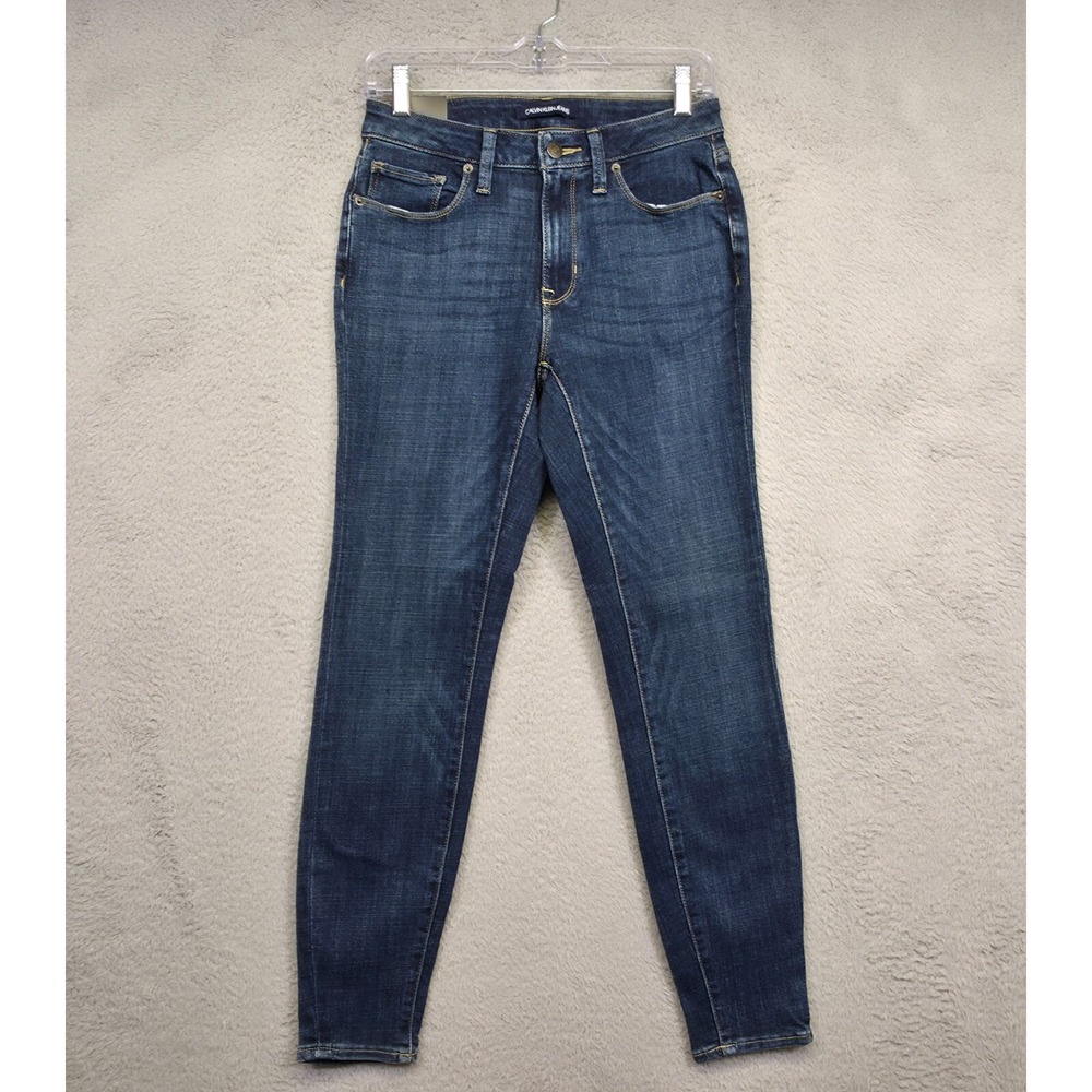 Calvin Klein Jeans Womens 6 Skinny Slim Fit Mid Rise Dark Wash Stretch Denim NEW
